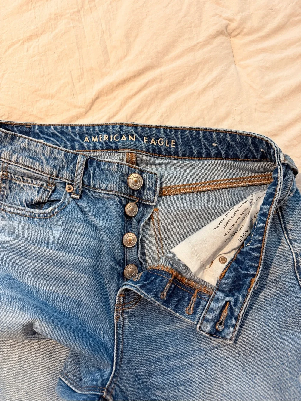 American Eagle Outfitters Light Blue High-Rise Button-Fly Jeans